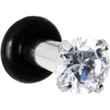 8G Stainless Steel Clear Cubic Zirconia Single Flare Plug Set