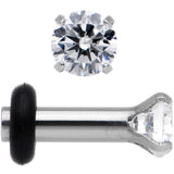 10G Clear CZ Gem Stainless Steel Single Flare Plug Set