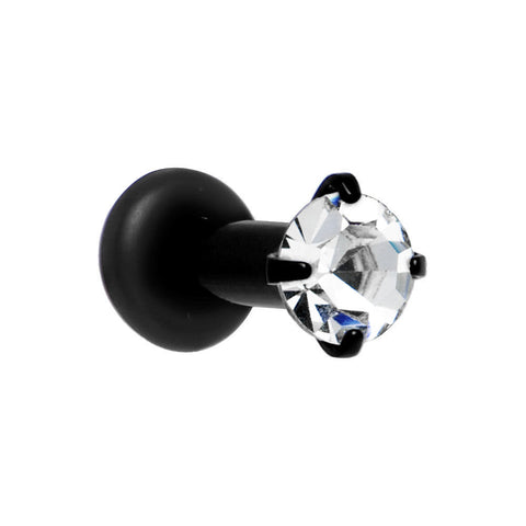 10G Black Clear Cubic Zirconia Plug