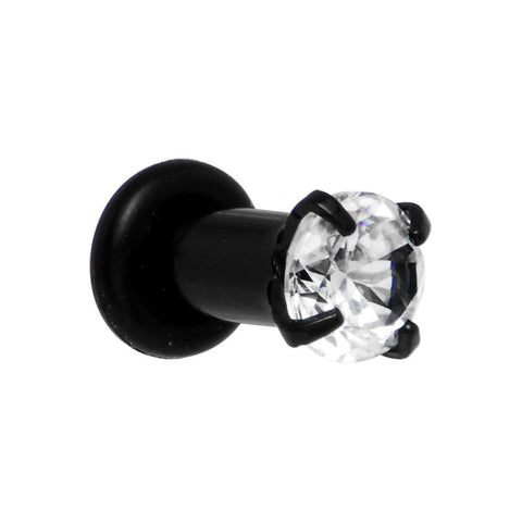 8G Black Clear Cubic Zirconia Plug