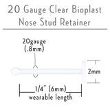 20G Clear Flat Bioplast Nose Retainer