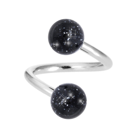 Black GLITTER Spiral Twister Belly Ring