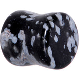 0G Obsidian Snowflake Natural Stone Saddle Plug Set