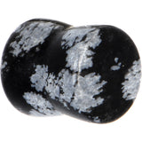 0G Obsidian Snowflake Natural Stone Saddle Plug Set