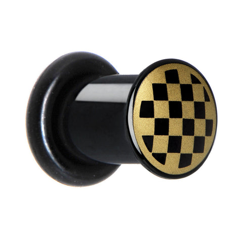 2G Anodized Titanium Gold Checker Board Plug