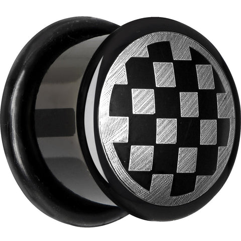 9/16 Anodized Titanium Silver Checker Board Plug