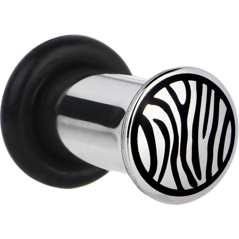 4G Stainless Steel Black Zebra Striped Plug