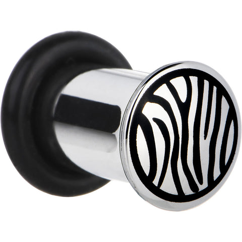 2G Stainless Steel Black Zebra Striped Plug