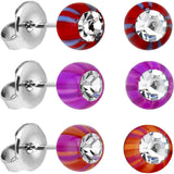 Acrylic Beach Ball Gem Stud Earrings Set
