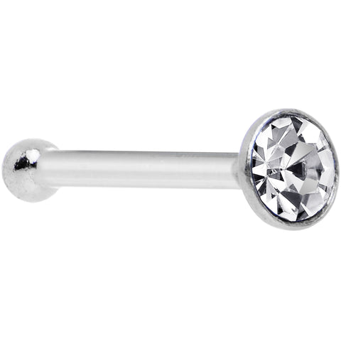 925 Silver 2mm Round Clear Nose Bone Created with Crystals