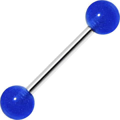 Bold Blue Barbell Tongue Ring