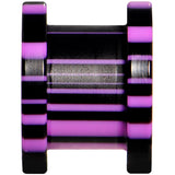 00G Purple Black Acrylic Zebra Striped Screw Fit Tunnel Plug Set