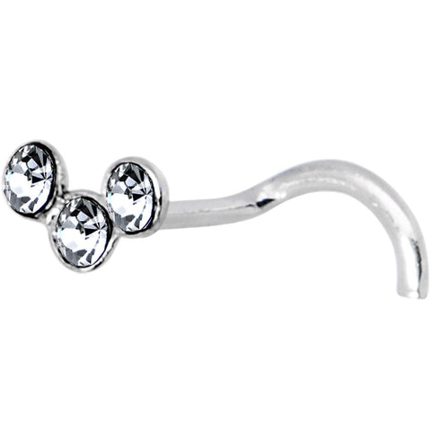 925 Silver 2.2mm Clear Trio Nose Ring Created with Crystals
