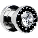 2G Stainless Steel Black Clear CZ Screw Fit Tunnel