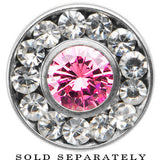 4G Stainless Steel Clear Pink CZ Screw Fit Tunnel