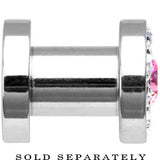 4G Stainless Steel Clear Pink CZ Screw Fit Tunnel