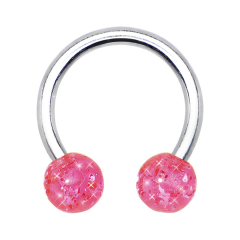 14G 7/16 Pink UV Reactive Horseshoe Circular Barbell