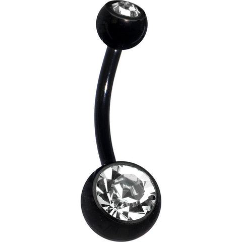 Black Double Gem Anodized Titanium Belly Ring