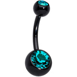 Black Zircon Double Gem Anodized Titanium Belly Ring