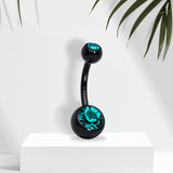 Black Zircon Double Gem Anodized Titanium Belly Ring