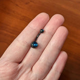 Black Zircon Double Gem Anodized Titanium Belly Ring