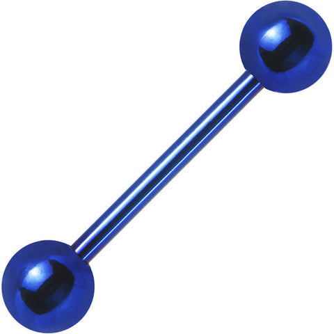 14G Blue Anodized Titanium Barbell Tongue Ring