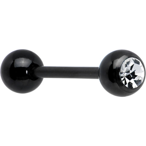 14G Gem Black Anodized Titanium Barbell Tongue Ring