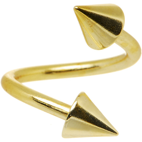 14G Gold Tone Electro Titanium Cone Spiral Twister Belly Ring