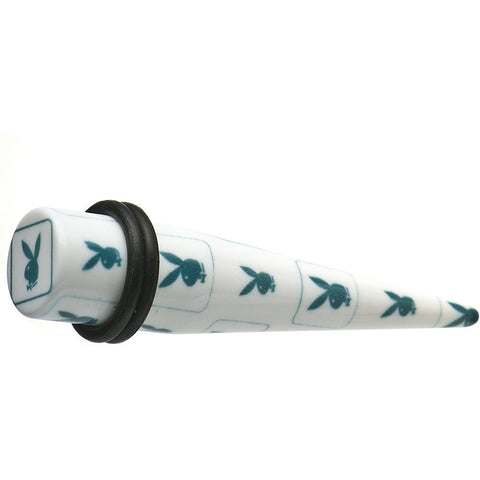 00G White Teal Acrylic Playboy Rabbit Head Taper