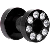 4G Black Anodized Clear Gem Go Glam Screw Fit Tunnel Plug Set