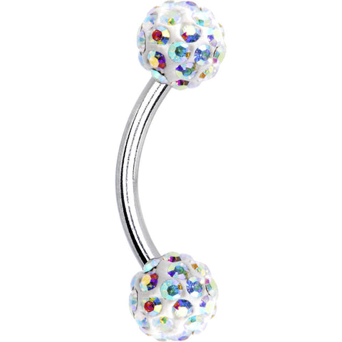Aurora Ferido Ball Eyebrow Ring Created with Crystals