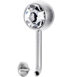 14G 8mm Clear Gem Vertical Hood Piercing -3/8 2mm Rise