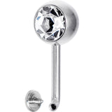 14G 8mm Clear Gem Vertical Hood Piercing -3/8 2mm Rise