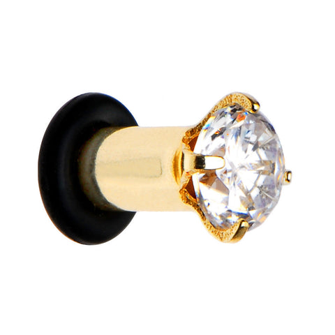 6G CZ Gold Electro Titanium Tunnel Plug