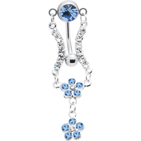Blue Cubic Zirconia Flower Garden Belly Ring