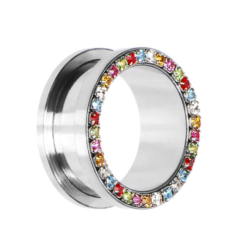 7/8 Stainless Steel Multi Gem Screw Fit Tunnel