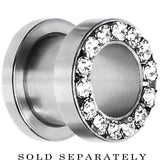 00G Stainless Steel Clear Gem Screw Fit Tunnel