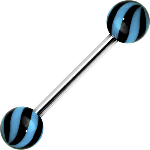 Blue Black Beach Ball Wave Barbell Tongue Ring