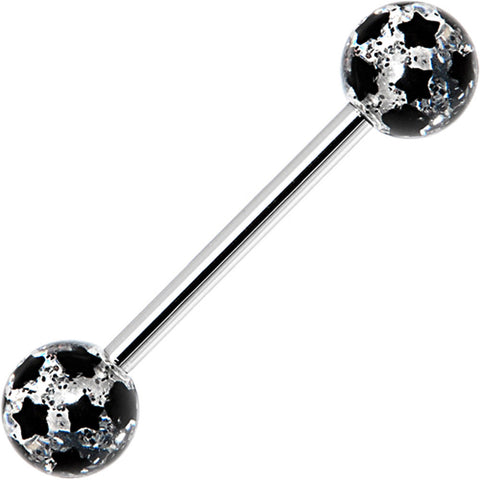 Black Glitter Star Barbell Tongue Ring