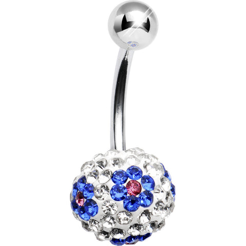 Clear Blue Flower Crystal Evolution Belly Ring
