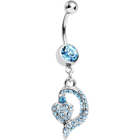 Aqua Gem Dynamic Heart Belly Ring