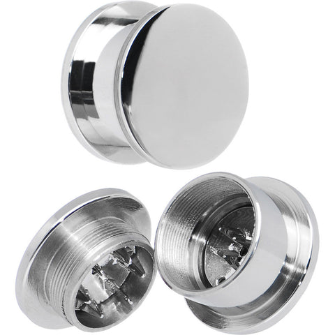 5/8 Stainless Steel Herb Stash and Grinder Plug Set