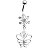 Clear Crystal Explosion Butterfly Belly Ring