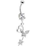 Clear CZ Flight of Fancy Butterfly Belly Ring