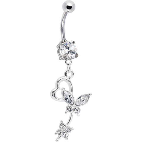 Clear CZ Flight of Fancy Butterfly Belly Ring