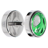 Anodized Titanium Green Peace Sign Cheater Plug