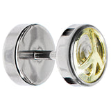 Anodized Titanium Gold Peace Sign Cheater Plug