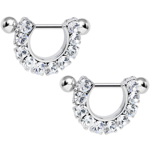 14G 5/8 Clear Gem Flirtatious Flair Nipple Shield Set