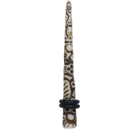 2G Brown White Resin Native Skull Taper