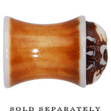 0G Brown White Resin Skull Saddle Plug